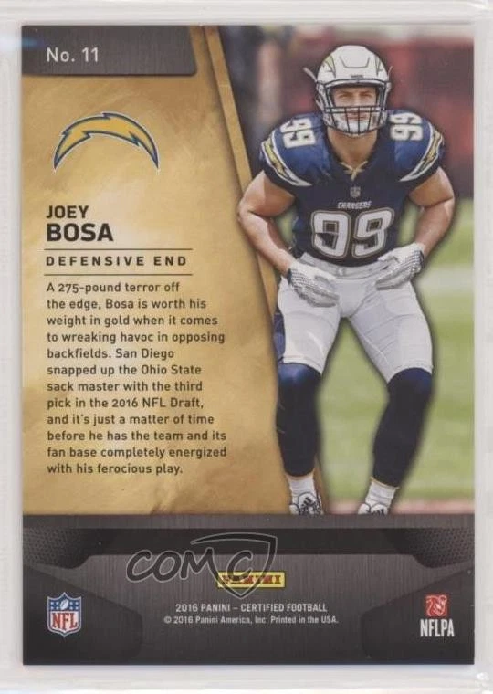 2016 Certified Gold Team Mirror Gold /25 Joey Bosa #11 Rookie RC - Image 2 of 2
