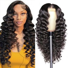 Deep Wave Lace Front Wigs 26 Inch Human Hair 200 Density Glueless AAKJJ 13x4