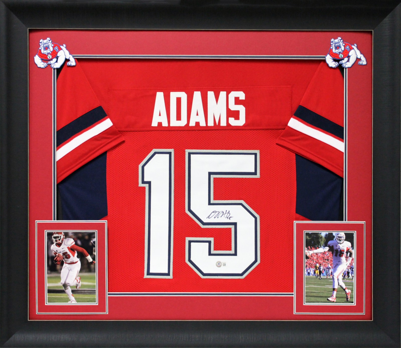 Davante Adams Autographed Signed Fresno State Bulldogs Fresno State Red Pro Style Framed Jersey BAS Witnessed 