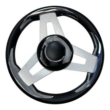 Uflex / Loredan, Black & Chrome Aluminum Universal Steering Wheel - 13 3/4''