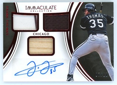 2016 Immaculate Red Frank Thomas Auto Triple Game Used Bat Jersey Patch 7/10 SP