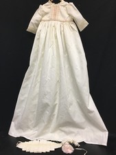 ED49- Ivory Baby Gown and Bonnet for 18-20" Dolls - 33.5" long