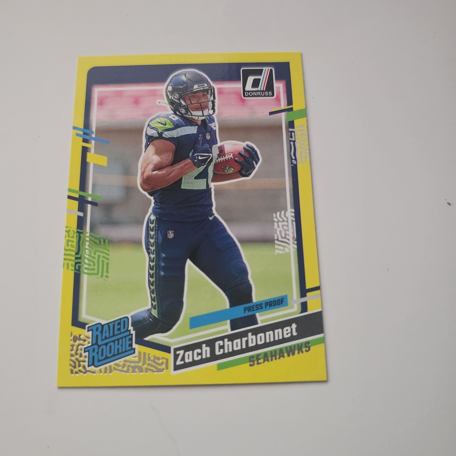 2023 Panini Donruss - Rated Rookie Zach Charbonnet #392 Press Proof Yellow (RC)