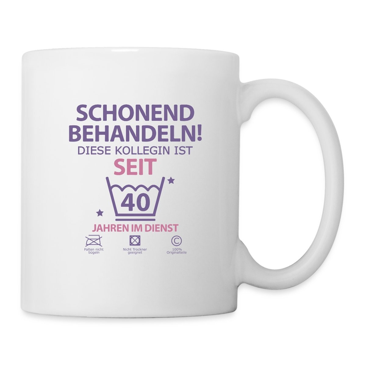 40 Jahre Dienstjubiläum Kollegin Geschenk Tasse, One size, Weiß