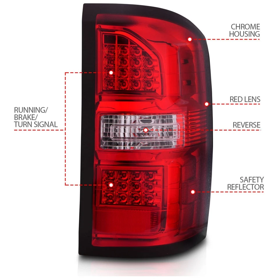 Luz trasera LED Anzo 311399 para GMC Sierra 1500 2014-2018 cromada izquierda y derecha Foto 3 de 4