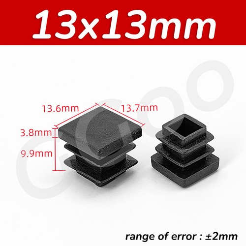 Square Plastic End Caps For Tubing Blanking Plugs Inserts Furniture Feet Black - Picture 6 of 31