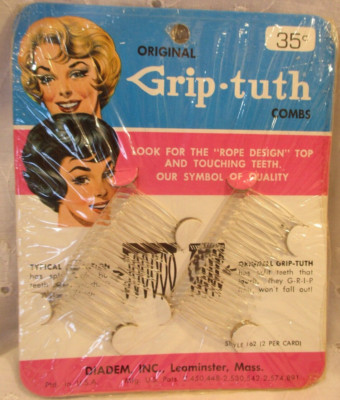 Vintage Original Grip-Tuth Hair Holding Magic Accessories Made in USA Hair Comb