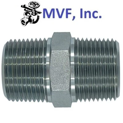 SF 3/8" x 3/8" Male NPT Hex Nipple Plated Steel Hydraulic Adapter New 5404-06-06