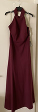 New JENNY YOO Size 16 Burgundy Bridesmaid Petra Open Back Halter Dress -$280