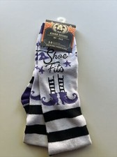 Halloween Knee Highs Socks Size 5-9 Witches Shoes If The Shoe Fits   