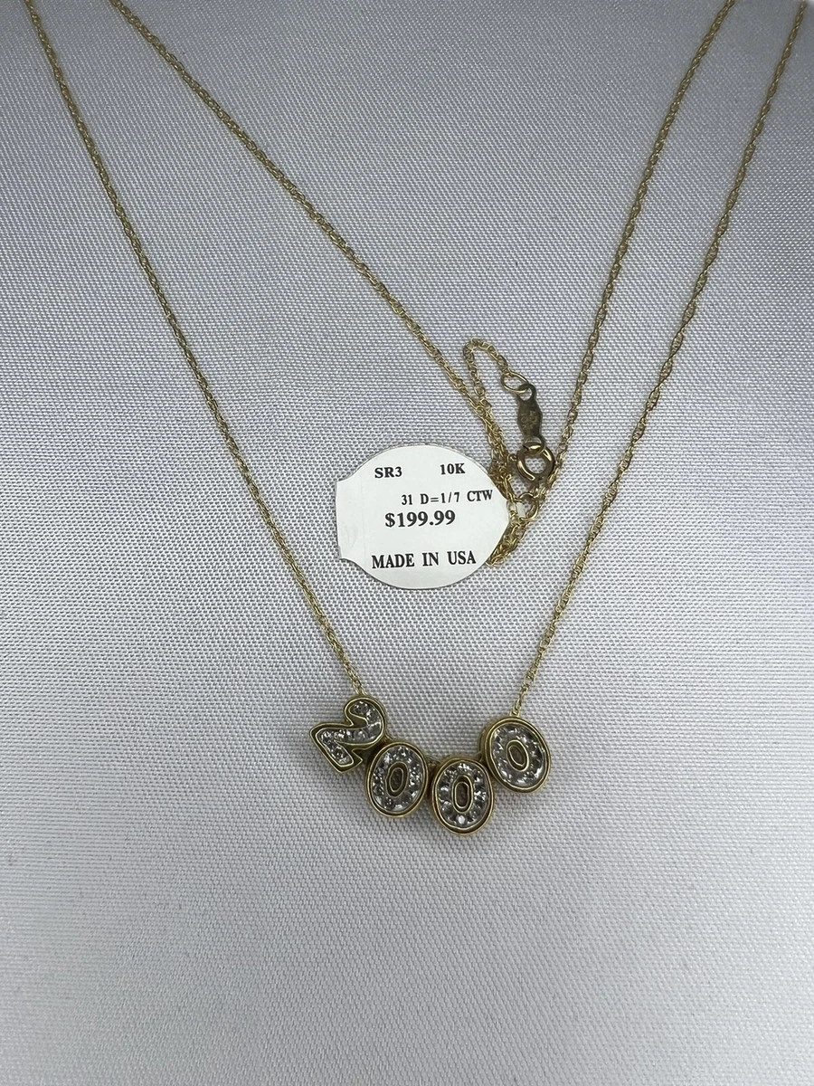 year 2000 gold diamond necklace With keepsake Box eBay