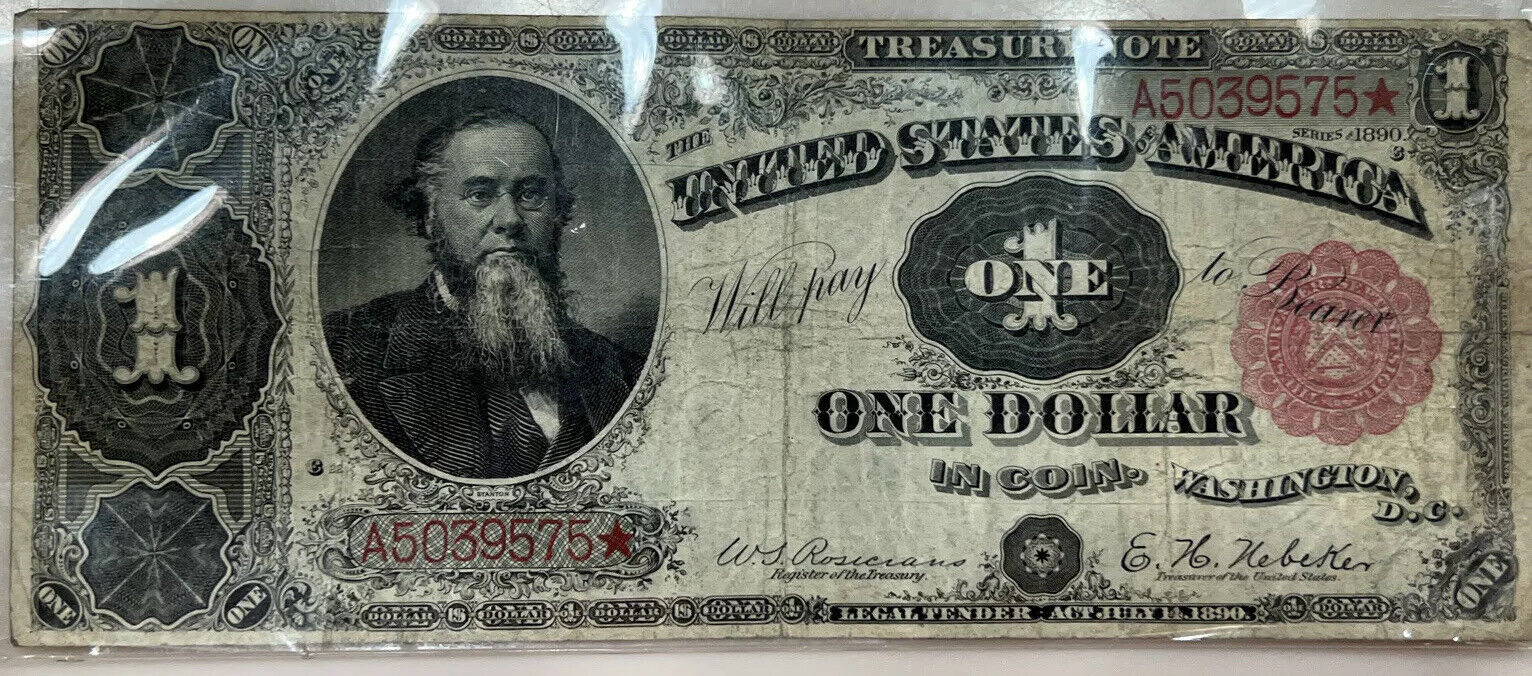 Tulsa Mall 1890 One Dollar New product!! Vf note treasury