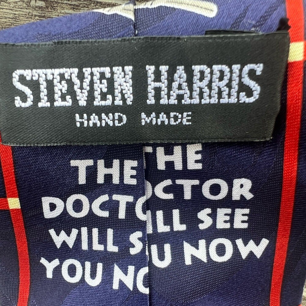 Steven Harris Tie Doctor Quote Medical Instruments Men’s Vintage Physician Blue View 4