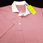 NEW PUMA GOLF POLO SHIRT -M- WHITE RED PINK FLORAL DOT LISLE POLY PERFORMANCE