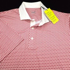 NEW PUMA GOLF POLO SHIRT -M- WHITE RED PINK FLORAL DOT LISLE POLY PERFORMANCE