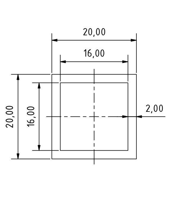 Riggatec Alu-Vierkantrohr 20x20x2 Mm – Länge 2,0 M, EN AW 6082 T6 – Wetterfest, Leicht & Stabil – Für Beleuchtung & Konstruktionen