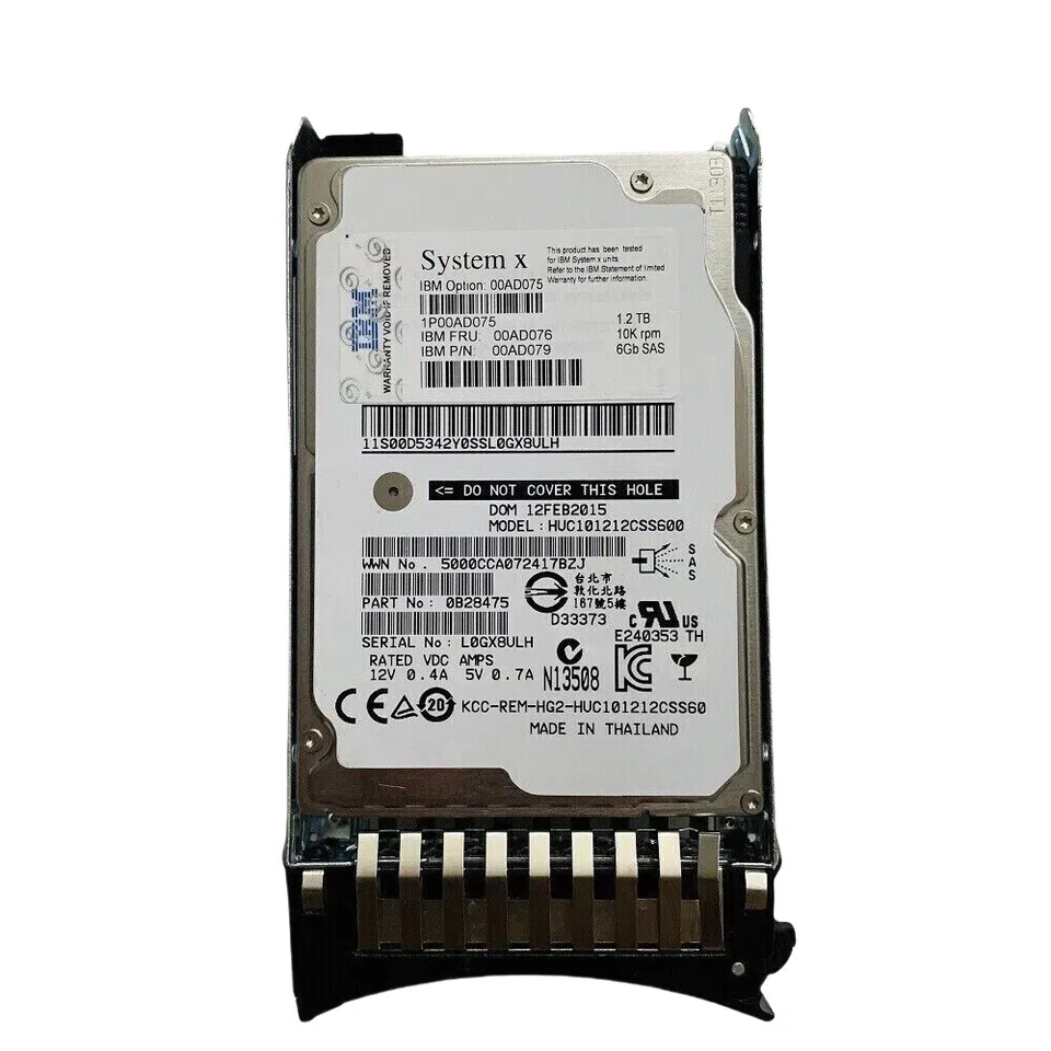 IBM LENOVO / 00AD075 00AD076 00AD079 1.2TB 10K 6G SAS 2.5" X35 3650 M3 M4 X5 HDD - Image 3 of 4
