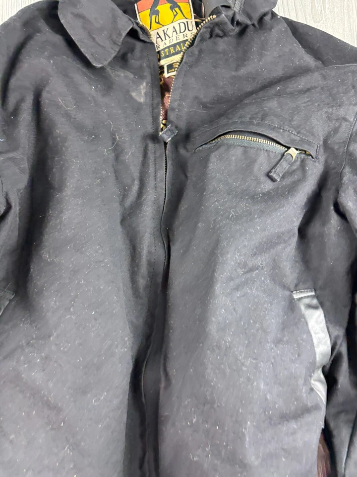 Kakadu Traders Australia Black mens Coat Size Small Wax Canvas Cropped - Image 2 of 4