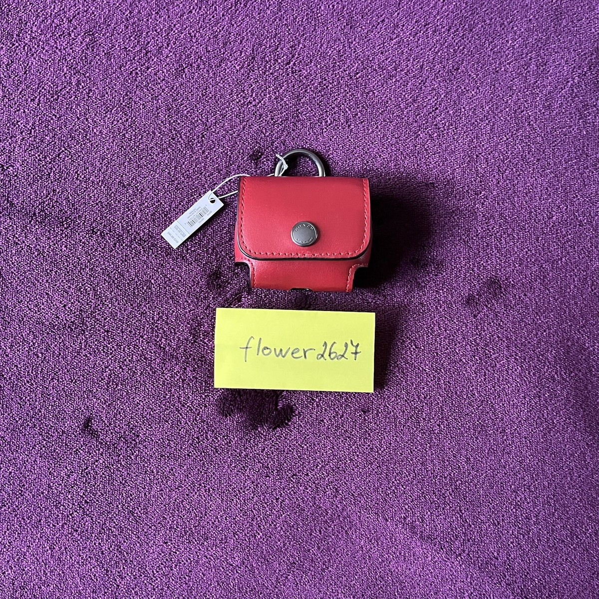 New COACH Red Leather Wireless Airpods Pro Earbud Case UK