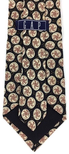 Gap Men's Short Silk Tie Geometric Black Brown Ivory Gold USA 3 5/8" W x 56" L - Picture 4 of 12