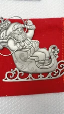 Avon Christmas Ornament St. Nicholas 1995 Sleigh Pewter