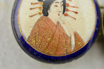 Antique Meiji-period Japanese Satsuma painted Geisha figural 