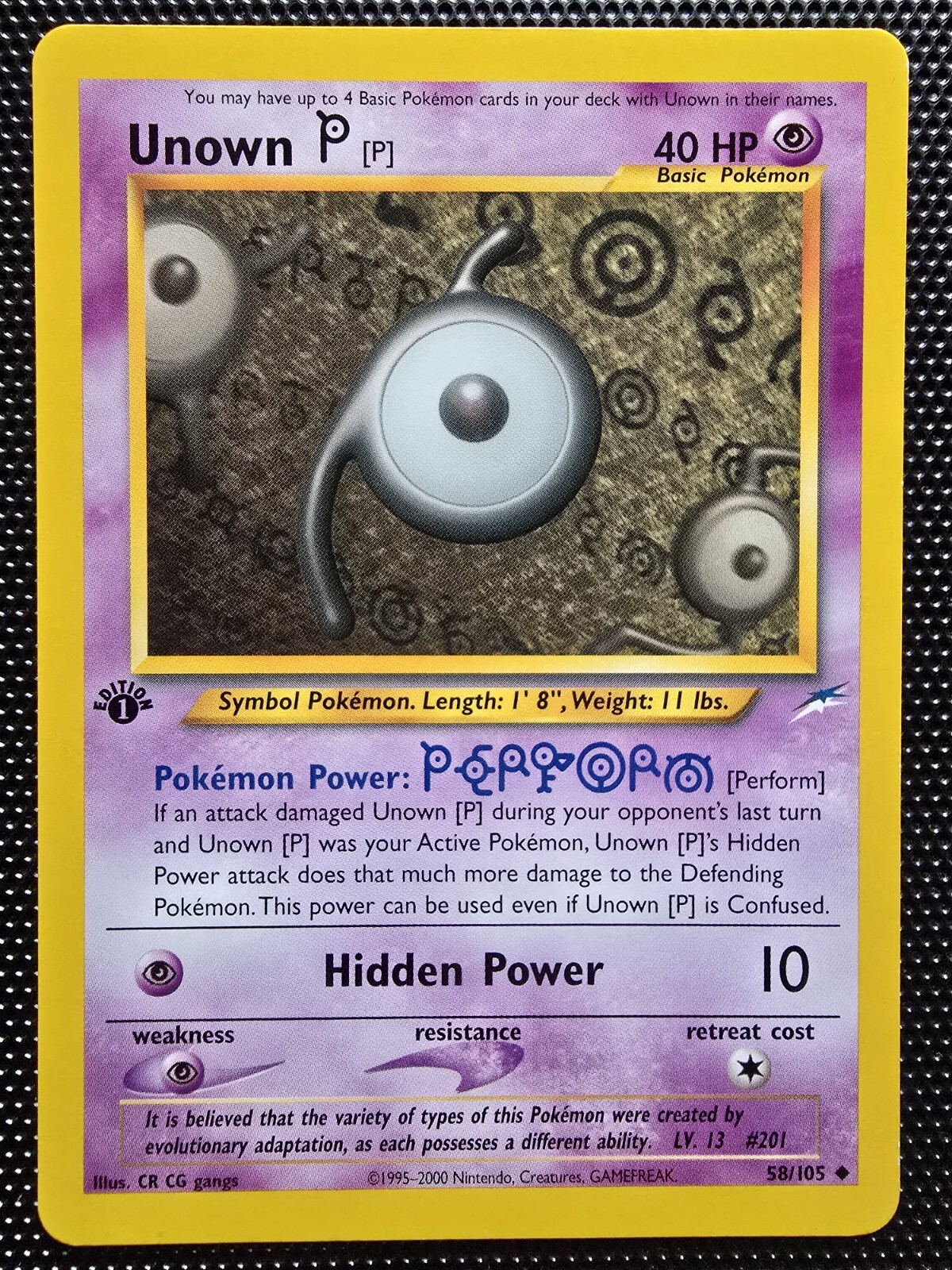 Neo Destiny 1st Edition - Unown P 58/105 - Pokemon Card NM