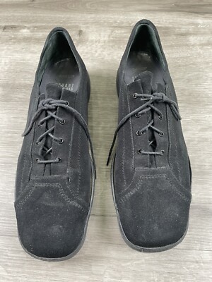 STUART WEITZMAN Black Nylon Lace Up Sneaker Shoe Flat Square Toe Women's 8.5