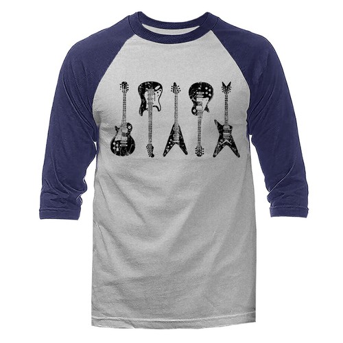 Music Band Guitar Instrument Graphic 3/4 Sleeve Raglan T-shirt - Picture 7 of 10