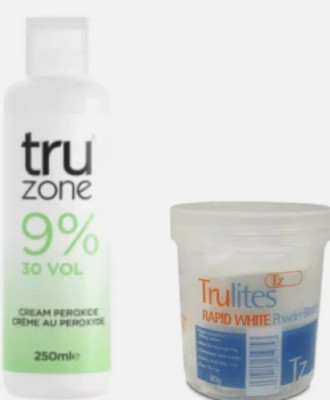 Sets Truzone Creme Peroxid 9% 250ml & Rapid White Hair Bleach 80g