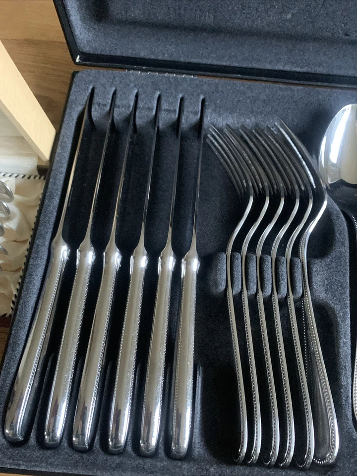 Auerhahn Perlrand Perl Edelstahl Besteck 6 Personen 30 Teile - Bild 4 von 4