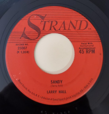 Larry Hall   SANDY   (GREAT ROCK N ROLL 45) #25007 PLAYS VG+ TO VG++