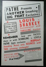 1936 Original Boxing Poster JOE LOUIS vs JACK SHARKEY Pathe Fight - 11" x 17"