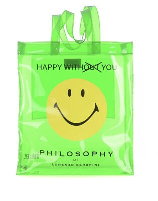 Sac Alberta Ferretti Philosophy Plastique PVC Vert Transparent "Smile" - Neuf Étiqueté