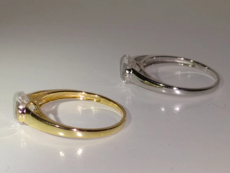Pair Of 14k Gold - 1 Yellow And 1 White - QVC Diamondique Rings - Size 8 - Image 4 of 4