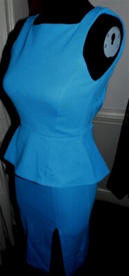 Dress Blue Peplum Thigh Slit Blue ASOS Petites size 1 New | eBay
