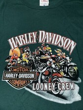 Vintage Harley Davidson Motorcycles Looney Tunes Shirt Looney Crew Biker Gang