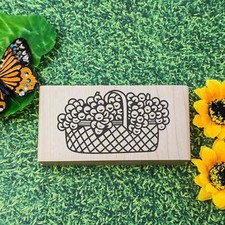Small Basket Of Flowers Art Rubber Stamp