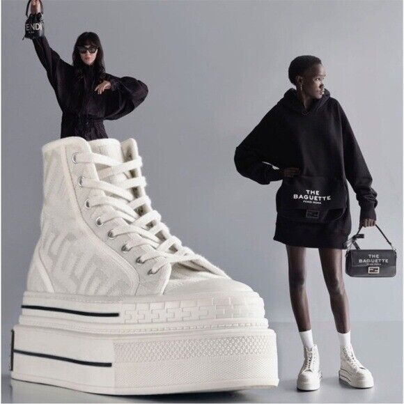 EUC Fendi By Marc Jacobs Domino Canvas White High Top EUC Fendi By Marc Jacobs Domino Canvas White High Top