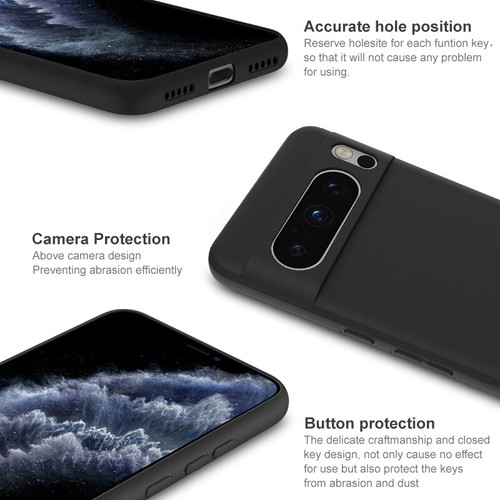 IMAK per Google Pixel 8/8 Pro custodia in silicone sottile gomma morbida classica nera - Foto 7 di 8