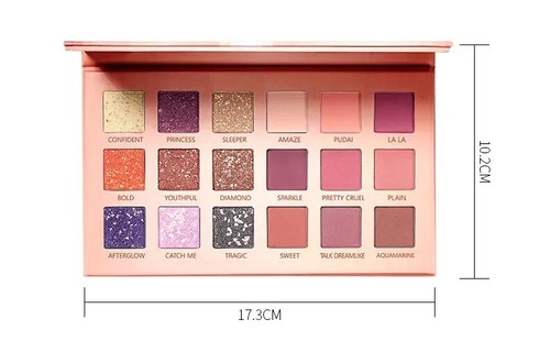 18 Color Glitter Shimmer Eyeshadow Palette Makeup Mineral Nude Eyeshadow Pallete - Picture 8 of 9