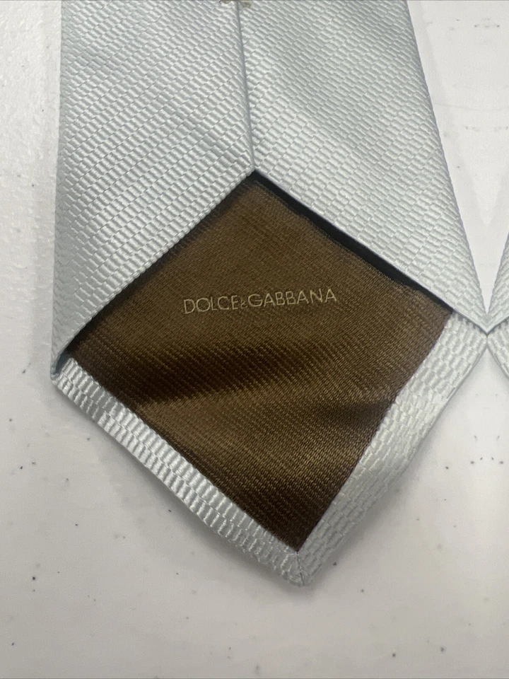 Corbata de cuello Dolce & Gabbana Seafoam verde y azul seda texturizada para hombre $295 Foto 3 de 4