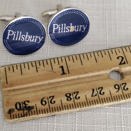 Pillsbury Vintage Cufflinks - Blue and Silver - Filled "B" - Picture 8 of 8
