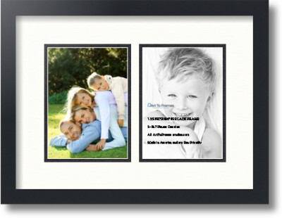 ArtToFrames Collage Mat Picture Photo Frame 2 5x7'' Openings in Satin Black 35