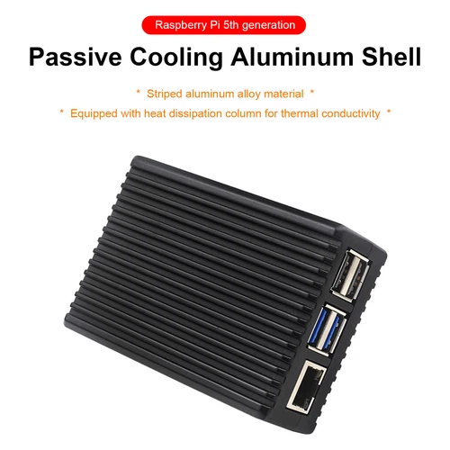 Raspberry Pi 5 Passive Cooling Aluminum Shell Coque en métal Aluminum Alloy Box
