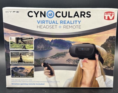Cynocular's VR Virtual Reality App 3D Glasses Adjustable Headset Plus Remote 