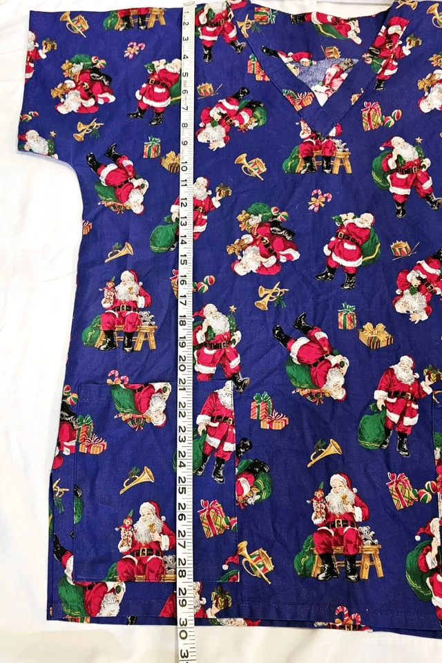 Túnica para mujer ropa de trabajo de oficina médica dos bolsillos delanteros para la cadera tema de Navidad   Foto 4 de 4