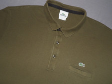 LACOSTE Short Sleeved Olive Green Knit Cotton Polo Golf Shirt Men's 9 XXL