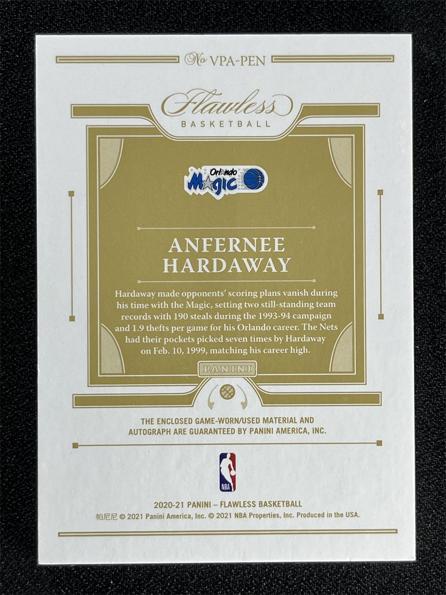 2020-21 Panini Flawless Anfernee Hardaway Emerald Vertical Patch Auto Magic /5 view 2