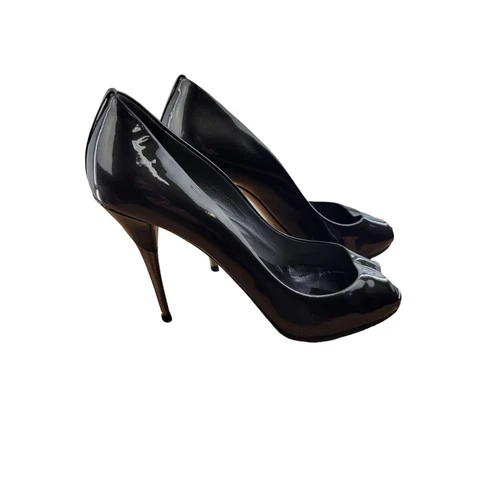 Miu Miu Prada talons cuir verni gris anthracite talon métal femme taille 38 8